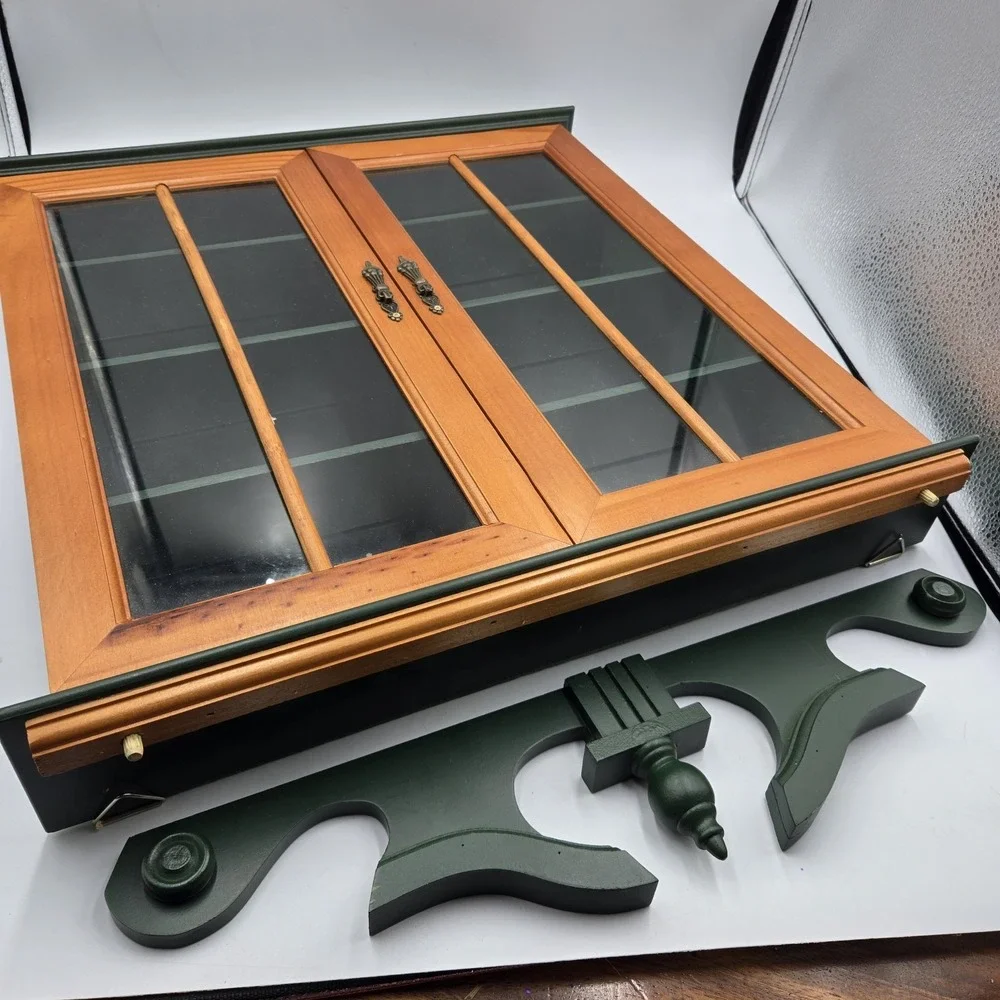 Vtg Hanging Wall Cabinet Shelf Glass Doors Mirror Back 4 Shelves Cottagecore